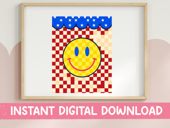 Patriotic Smiley Face Checkered Retro Review