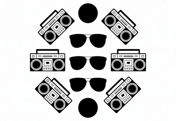 Retro Boombox Sunglasses Pattern Design Review