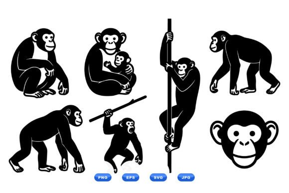 Retro Monkey Clipart Collection
