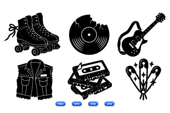 Retro Music and Roller Skate Clipart Review