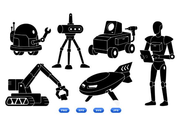 Retro Robot Machine Clipart Set Review