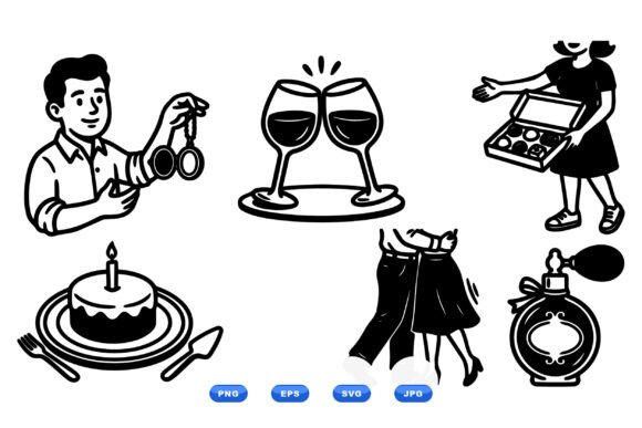 Retro Romance Clipart Collection