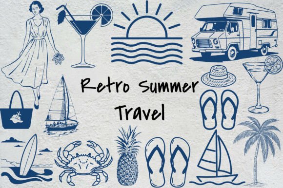 Review: 15 Retro Summer Travel PNG EPS Set